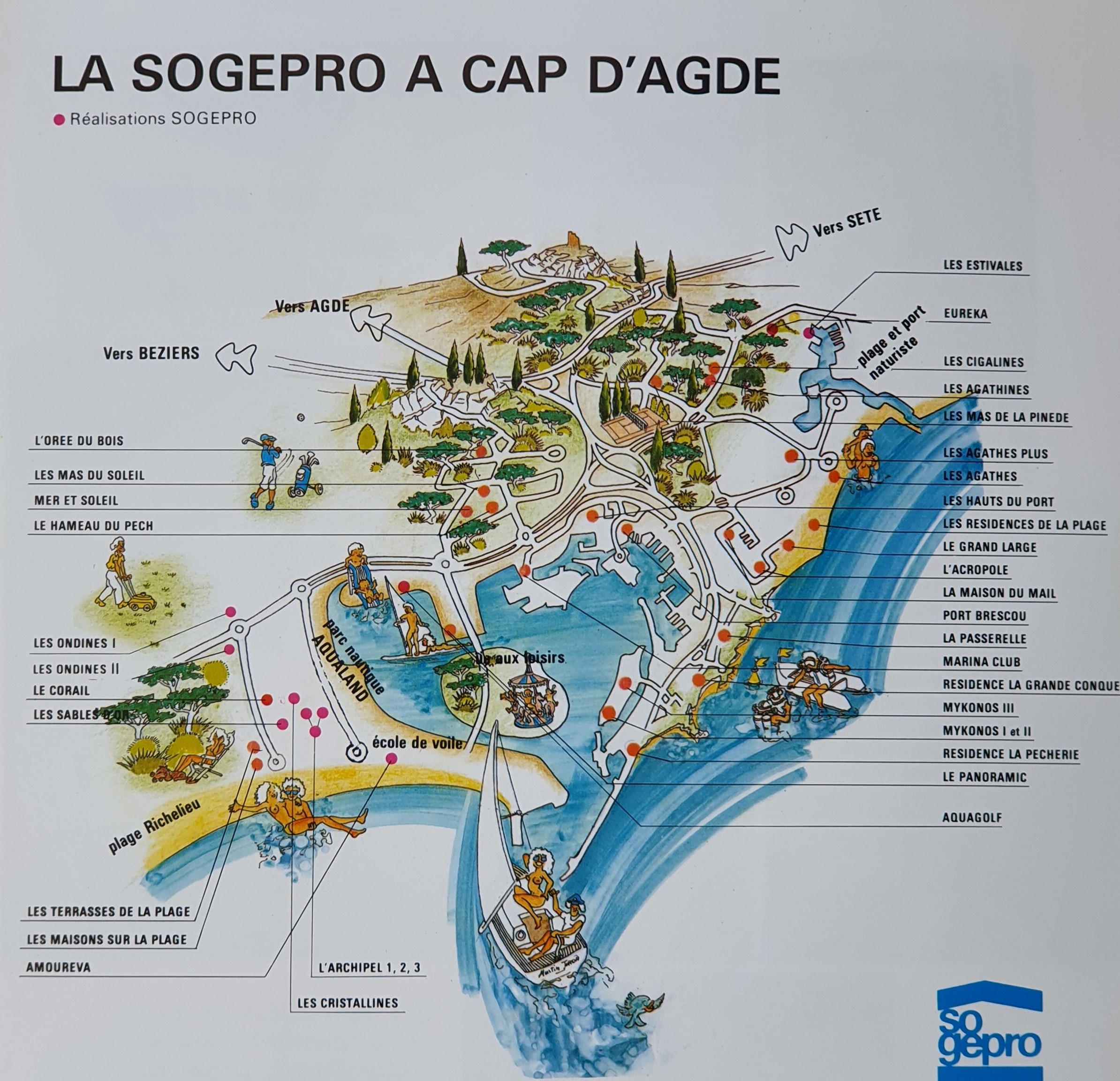 Plan des réalisations au Cap d'Agde